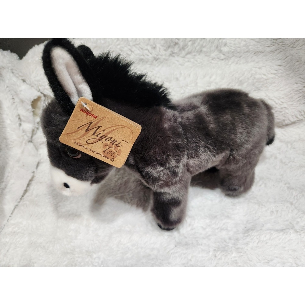 Aurora Miyoni Tots Donkey Plush Standing Foal Mule Soft 11" Collar Tag